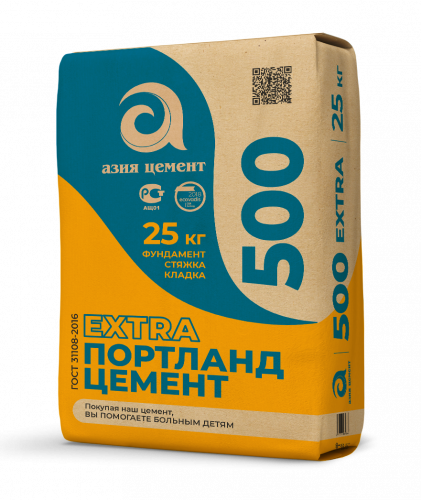 Цемент II/А-П 42,5Н (ГОСТ31108-2020) (М-500) 25 кг "Азия Цемент"